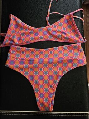 Kulani Kinis Pink Orange Floral Bikini Set